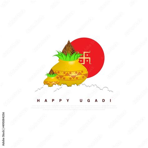 Ugadi traditional festival holiday Greeting Card Background With Kalash ...