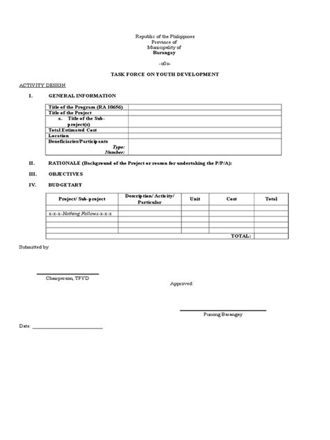 Sample format of Activity design | Business