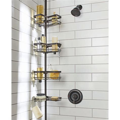 4-Tier Rust-Resistant Contoured Tension Pole Shower Caddy, 60 in. to ...