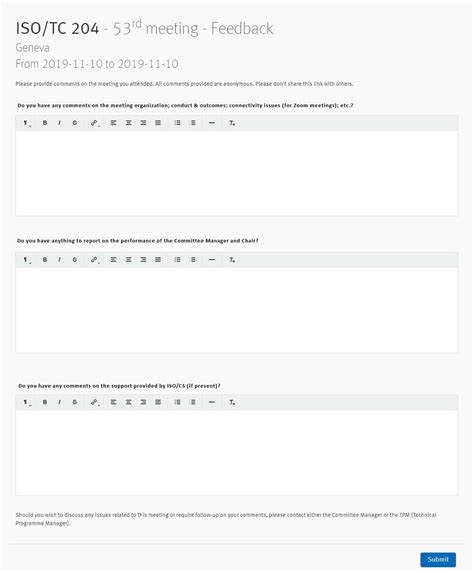 ISO Meetings feedback - ISO helpdesk knowledge base