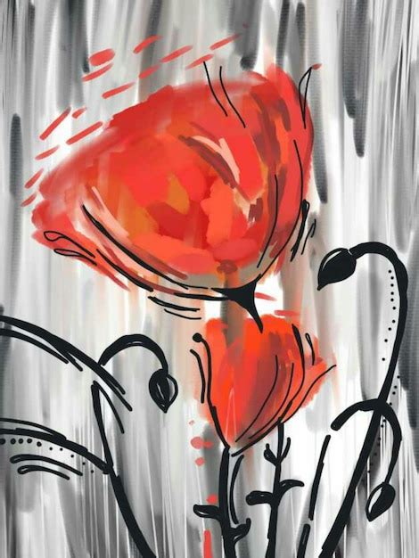 Premium AI Image | A painting of a red poppy in a field of flowers.