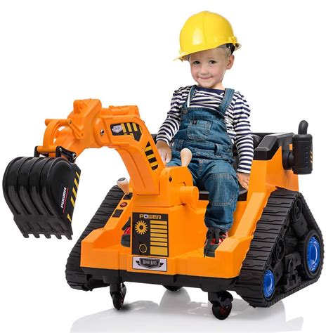 ROVO KIDS Ride On Digger Excavator Toy Electric Sit On Toddler Battery Powered