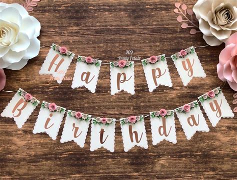 Beautiful Hand made Floral Happy Birthday Banner by 909PrettyPetals on ...