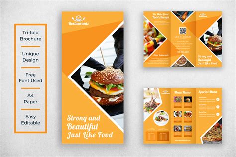 Restaurant Tri-Fold Brochure Menu Design Graphic by Ju Design · Creative Fabrica