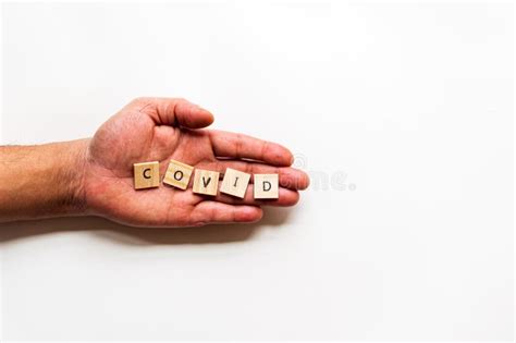 An Isolated Hand Displays the Message `COVID`. Stock Image - Image of bacteria, body: 175113315