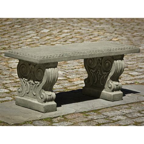 Campania International Classic Garden Cast Stone Backless Garden Bench ...