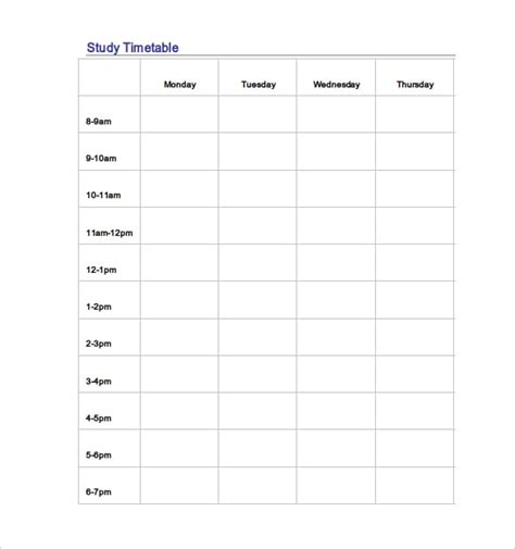 28+ Timetable Template - Sample, Example, Format | Free & Premium Templates