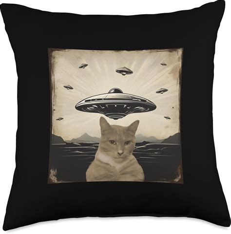 Amazon.com: Funny Mewing Cat Meme Lookmaxxing in Selfie With UFOs Throw Pillow : Home & Kitchen