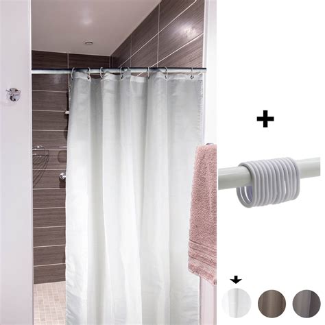 Mildew Resistant Small Stall Shower Curtain Liner Narrow Size 48 W x 72 H Inch 8 Matching Rings ...