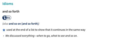 idioms - and so on (and so forth) repeated in OALD - English Language ...