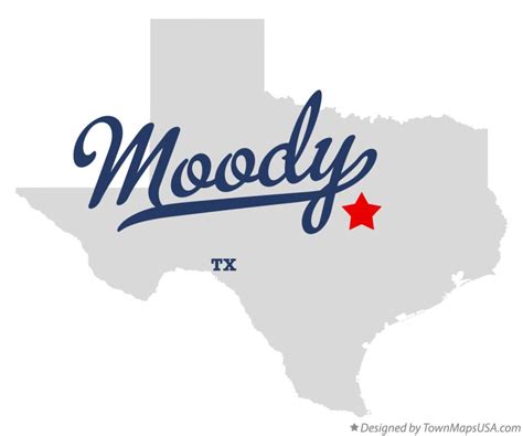 Map of Moody, TX, Texas