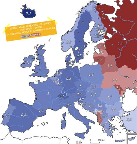 Homicide rates throughout Europe. Related: Global... - Maps on the Web