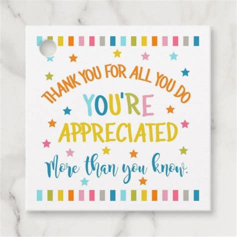 Thank you for all you do, you're appreciated more favor tags | Zazzle.com