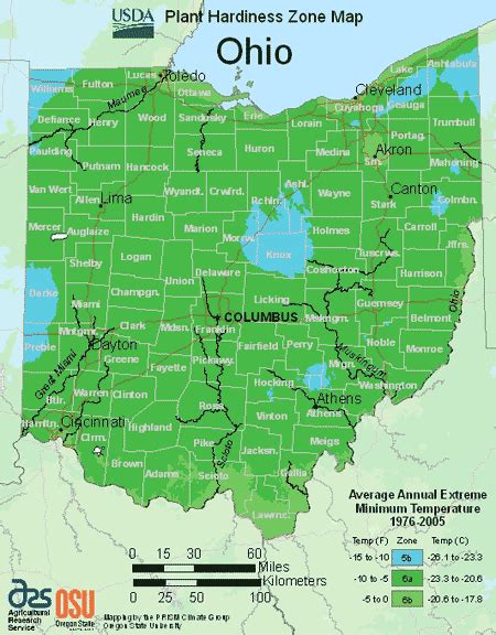 Map Of USDA Hardiness Zones For Ohio