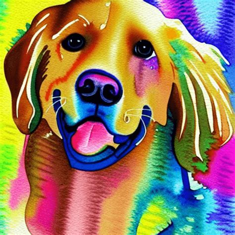 Colorful Watercolor Painting of Golden Retriever Puppy · Creative Fabrica