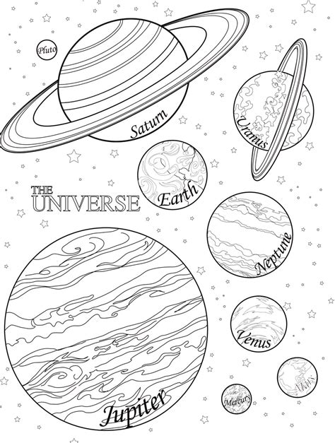 Planet Coloring Pages with the 9 Planets of Solar System - Coloring Pages