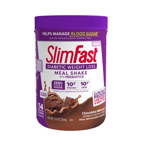 SlimFast Diabetic Meal Replacement Shake Mix, Chocolate Milkshake, 12.8 Oz (14 servings ...