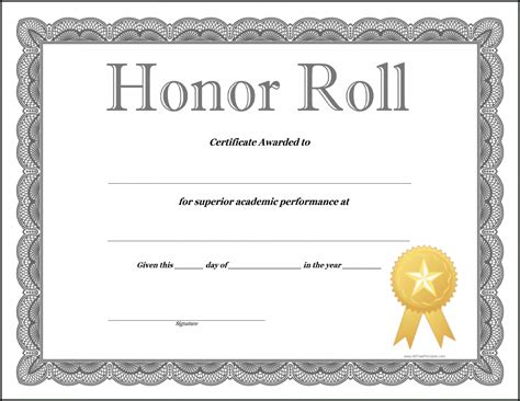 Honor Roll Certificate Template – Professional Template