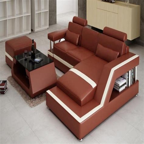 Luxury Modern Ultra-Modern Leather Sofa Set With Chaise And Foot Stool ...