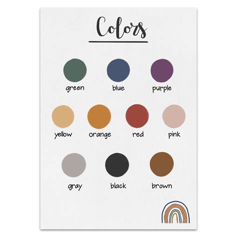 Boho Rainbow Classroom Colors Chart Learning Colors Etsy | My XXX Hot Girl