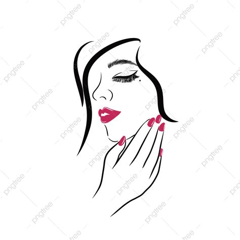 Beauty Side Face PNG Picture, Nail Beauty Womens Red Lips And Side ...
