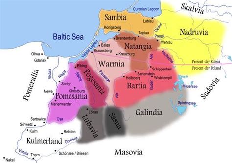 [Map] Old Prussian tribes (speakers of a Baltic language) - 13th Century, before being conquered ...