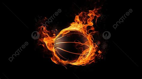 Basketball Ball In Flames On A Black Background, 3d Illustration Of ...