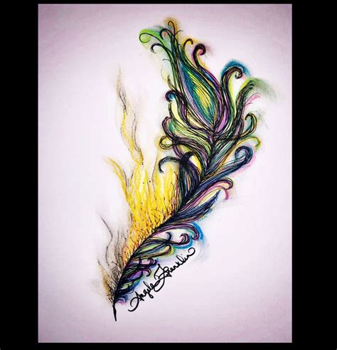 Phoenix feather tattoo drawing. Feather on fire. | Bff tattoos, Phoenix feather tattoos, Feather ...