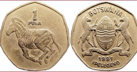 Pula: coin from Republic of Botswana; 100 thebe