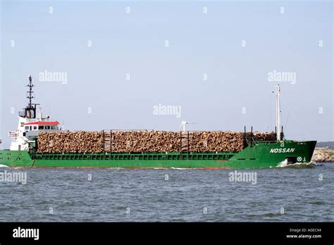 Bulk Cargo Ship with timber load Stock Photo: 8105891 - Alamy