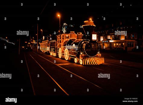 Blackpool illuminations tram Stock Photo - Alamy