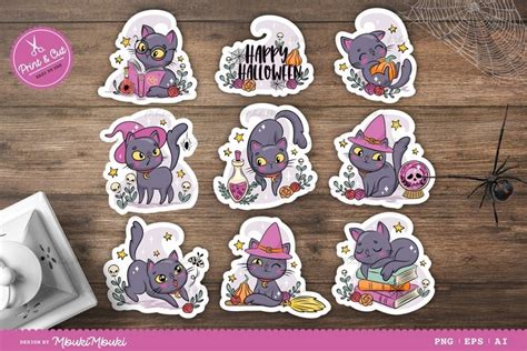 Cute And Creepy Black Cat | Halloween Stickers (2550565)