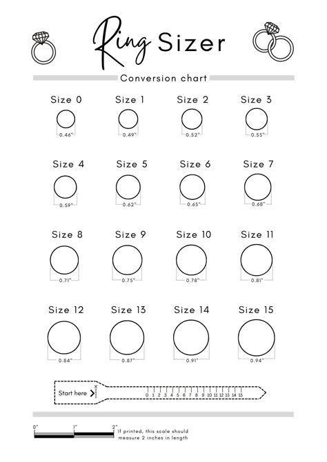 Printable Ring Size Chart For Women