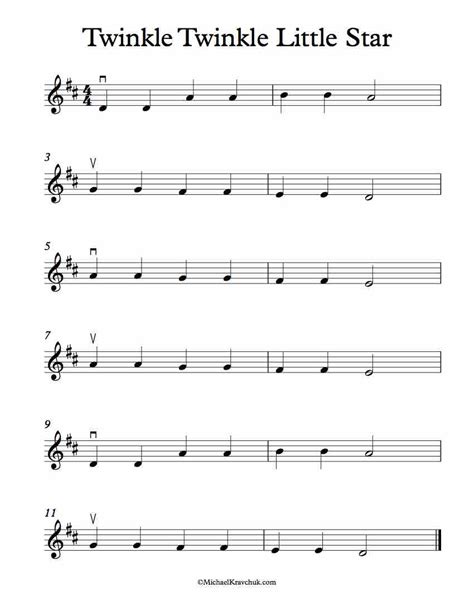 Free Violin Sheet Music – Twinkle Twinkle Little Star – Michael Kravchuk