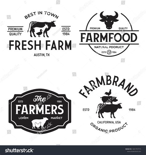 Farmers Market Logo Templates Stamps Labels Stock Vector (Royalty Free ...