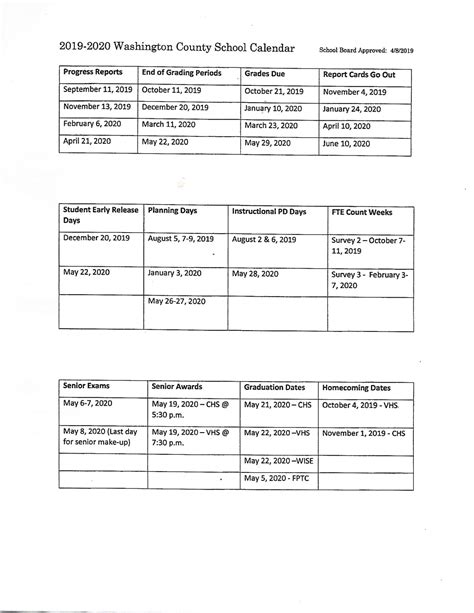 Washington County School District 2019-2020 School Calendar .................. - FosterFollyNews.com