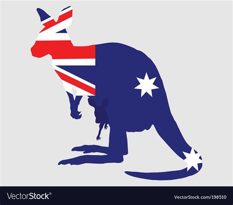 Flag of Australia with kangaroo Royalty Free Vector Image