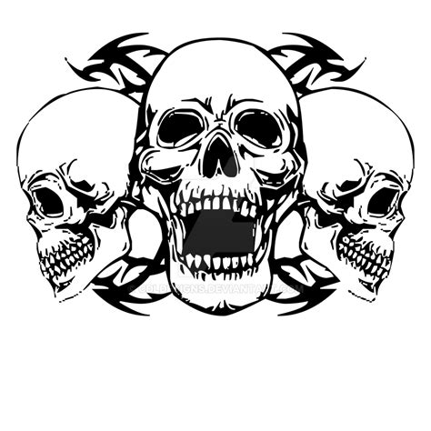 Three Headed Skull Biker T-Shirt by CDLdesigns on DeviantArt