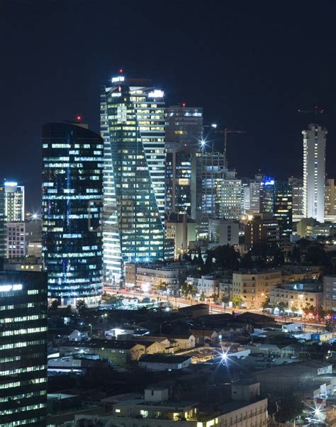 The Tel aviv skyline - Night city Royalty Free Stock Image | YAYIMAGES ...