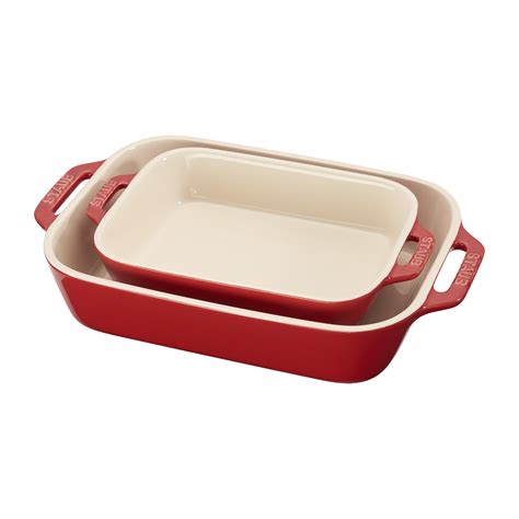 Staub Ceramic 2-pc Rectangular Baking Dish Set - Cherry - Walmart.com ...