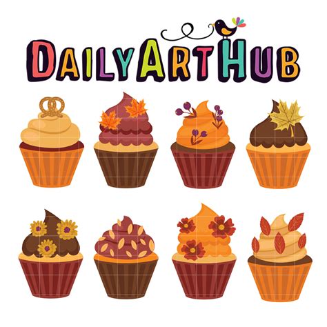 Autumn Cupcake Clip Art Set – Daily Art Hub // Graphics, Alphabets & SVG