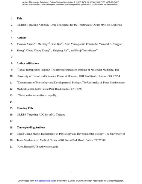 (PDF) LILRB4-Targeting Antibody-Drug Conjugates for the Treatment of Acute Myeloid Leukemia