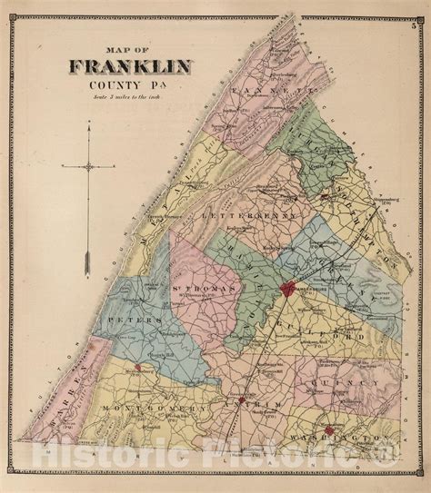 Historic Map : 1868 Franklin County, Pennsylvania. - Vintage Wall Art in 2021 | Franklin county ...