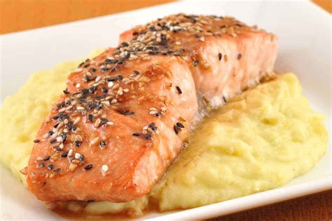 Glazed Sesame Salmon and Wasabi Mashed Potatoes Recipe ...