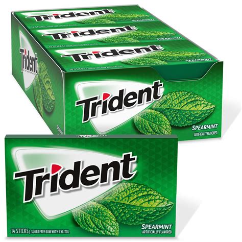 Buy Trident Spearmint Sugar Free Gum, 12 Packs of 14 Pieces (168 Total Pieces) Online at ...