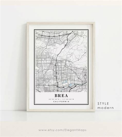 Brea California Map Brea CA Map Brea City Map Brea Print - Etsy