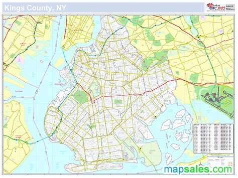 Kings, NY County Wall Map by MarketMAPS - MapSales