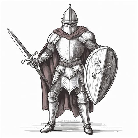 Premium AI Image | a drawing of a knight with a sword and shield.