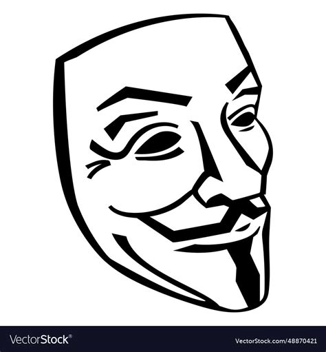 Guy fawkes mask stroke Royalty Free Vector Image