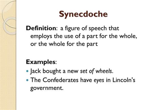 Synecdoche Examples Sentences